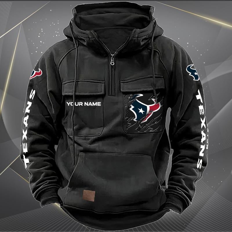 Houston Texans  New Personalized Multi-Pockets Zip Hoodie AZBTMZHD000044