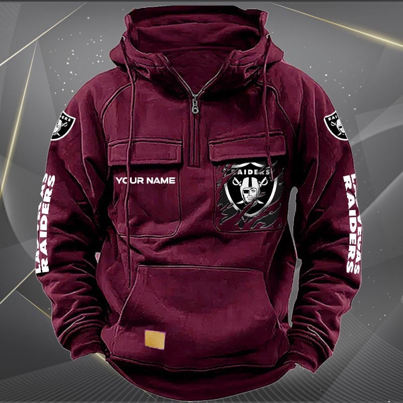 Las Vegas Raiders New Personalized Multi-Pockets Zip Hoodie AZBTMZHD000048