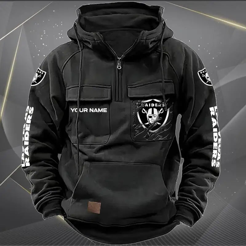 Las Vegas Raiders New Personalized Multi-Pockets Zip Hoodie AZBTMZHD000048
