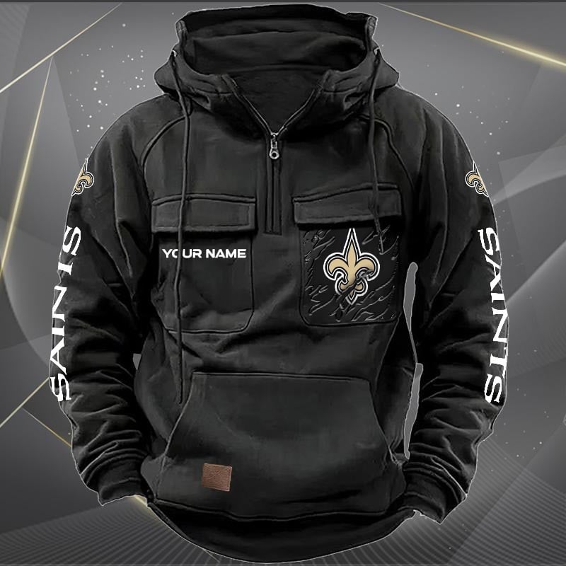 New Orleans Saints New Personalized Multi-Pockets Zip Hoodie AZBTMZHD000054