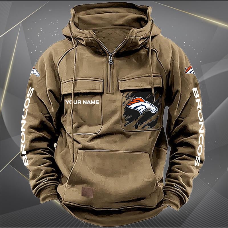 Denver Broncos  New Personalized Multi-Pockets Zip Hoodie AZBTMZHD000041