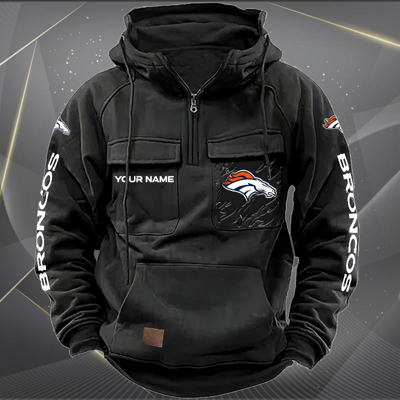 Denver Broncos  New Personalized Multi-Pockets Zip Hoodie AZBTMZHD000041