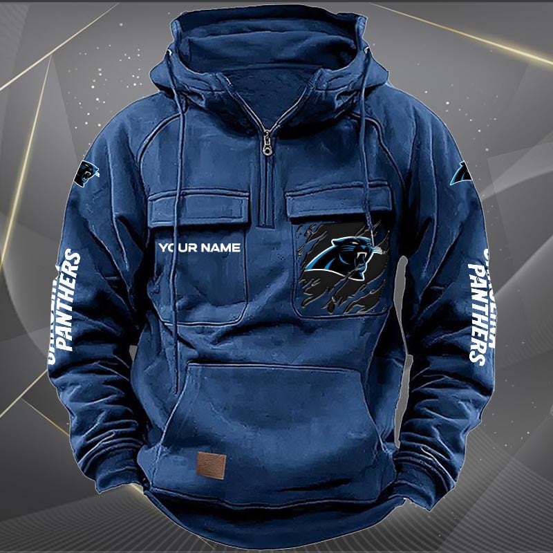 Carolina Panthers  New Personalized Multi-Pockets Zip Hoodie AZBTMZHD000036