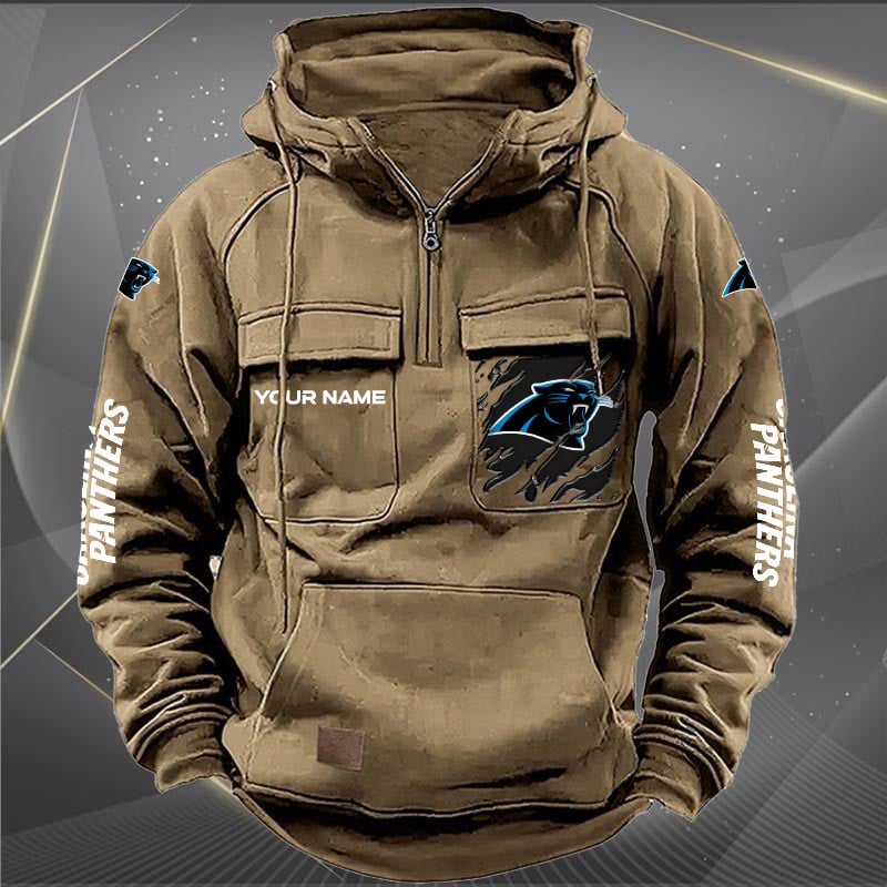 Carolina Panthers  New Personalized Multi-Pockets Zip Hoodie AZBTMZHD000036