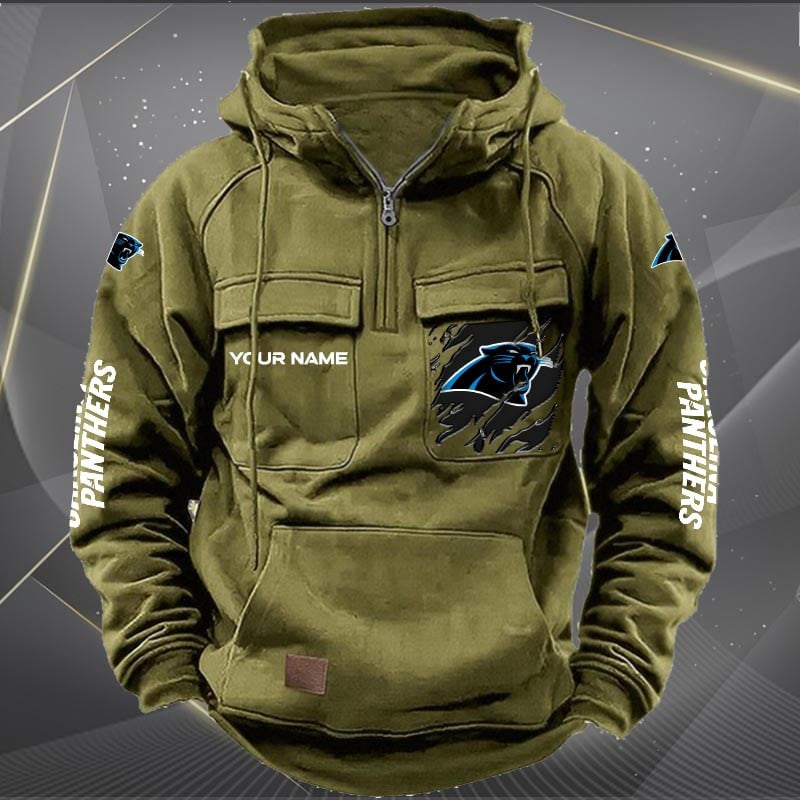 Carolina Panthers  New Personalized Multi-Pockets Zip Hoodie AZBTMZHD000036