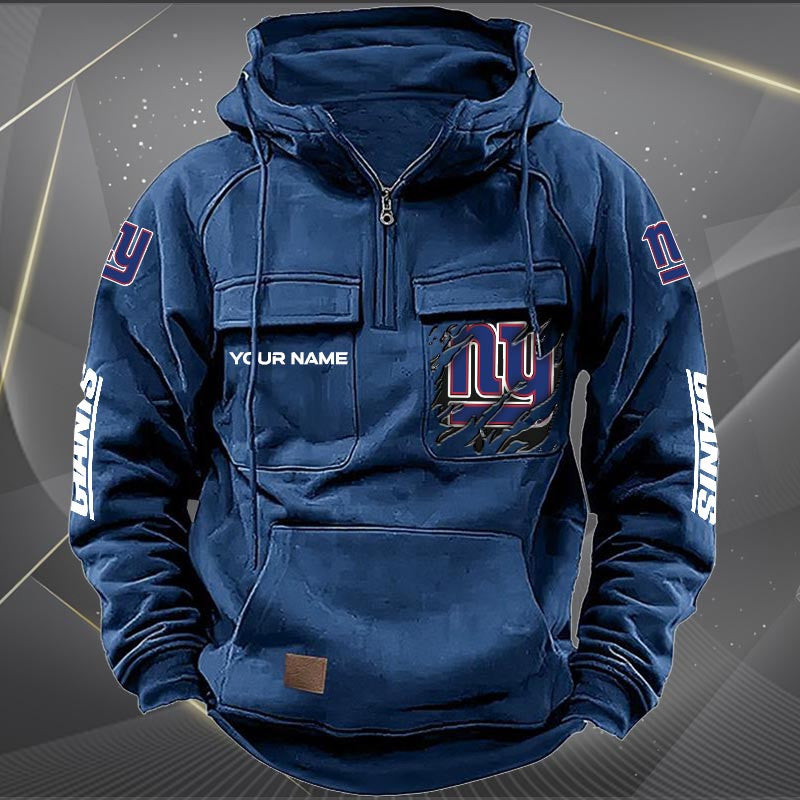New York Giants New Personalized Multi-Pockets Zip Hoodie AZBTMZHD000055