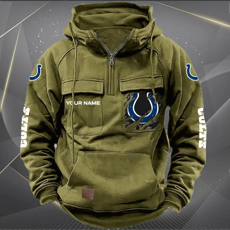 Indianapolis Colts  New Personalized Multi-Pockets Zip Hoodie AZBTMZHD000045