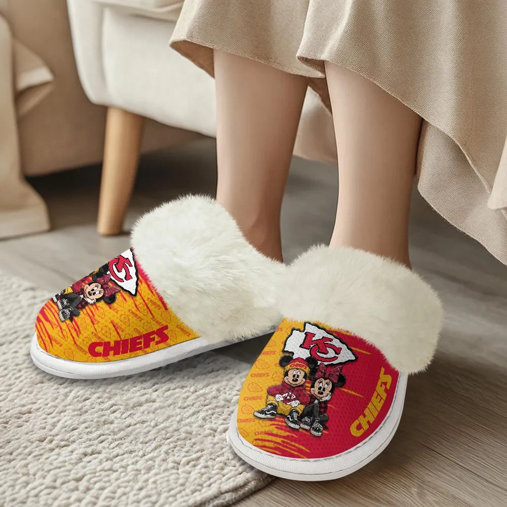 Kansas City Chiefs Winter Comfy Cotton Fuzzy Slippers AZBTFSL000022