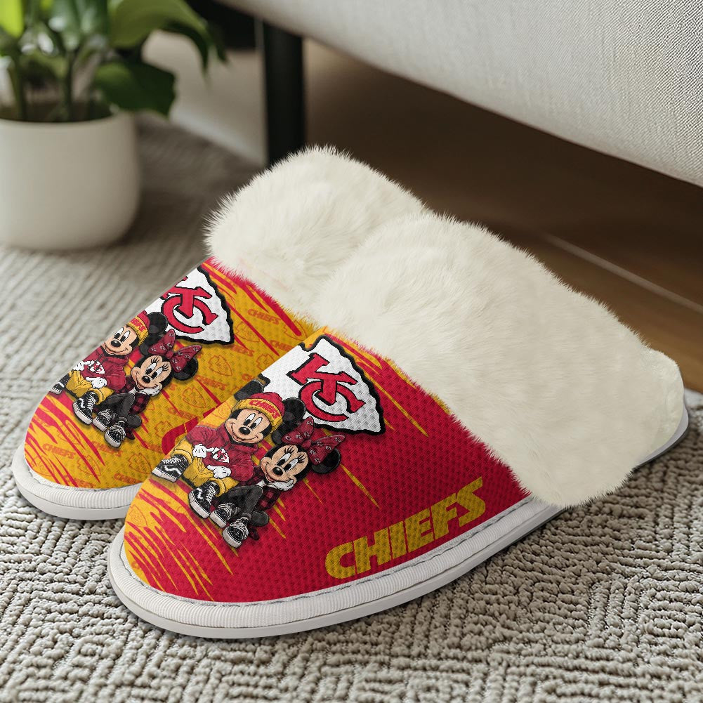 Kansas City Chiefs Winter Comfy Cotton Fuzzy Slippers AZBTFSL000022