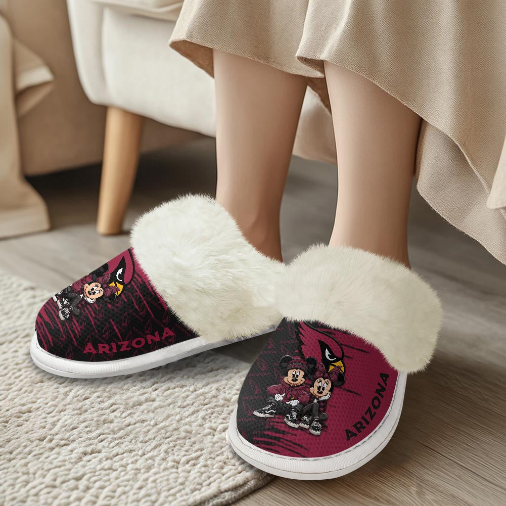Arizona Cardinals Winter Comfy Cotton Fuzzy Slippers AZBTFSL000024