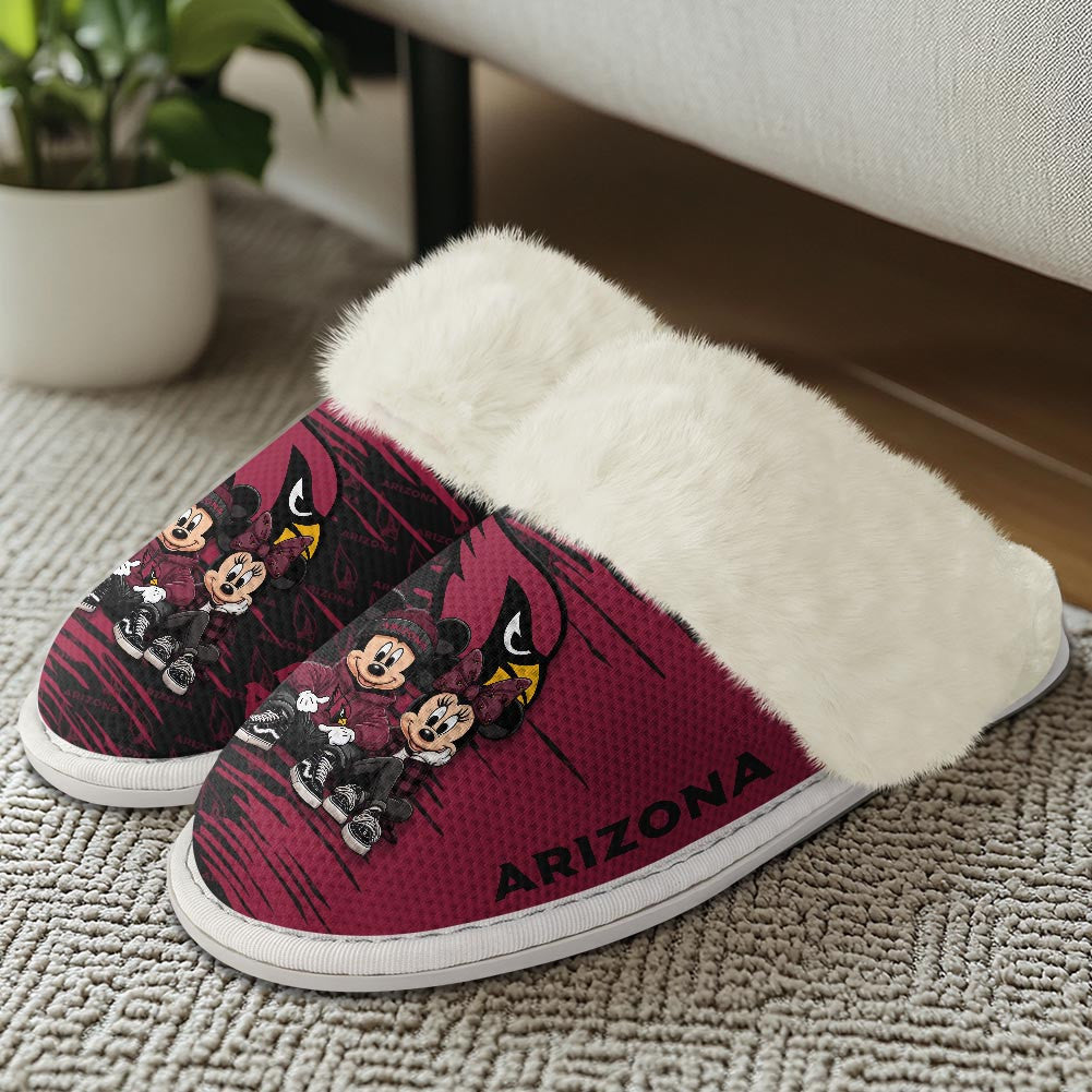 Arizona Cardinals Winter Comfy Cotton Fuzzy Slippers AZBTFSL000024