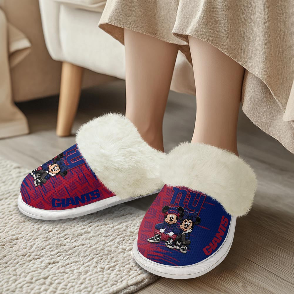New York Giants Winter Comfy Cotton Fuzzy Slippers AZBTFSL000019