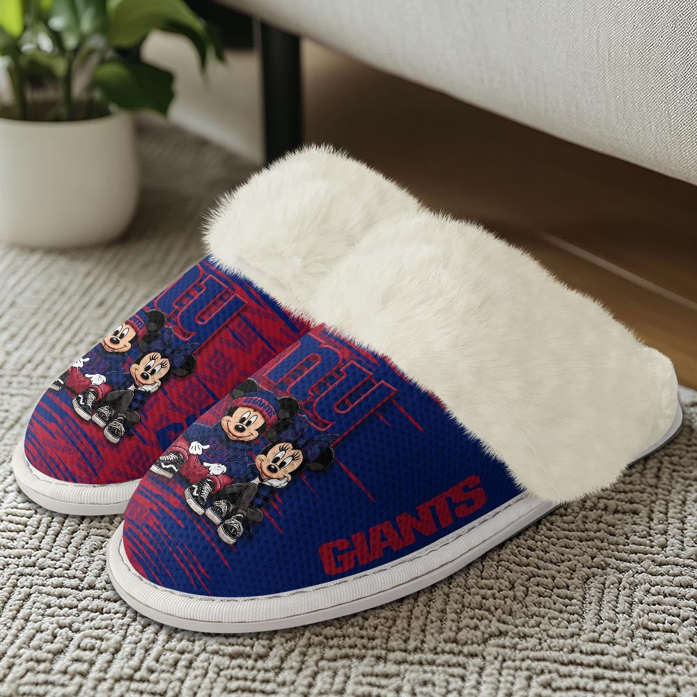 New York Giants Winter Comfy Cotton Fuzzy Slippers AZBTFSL000019