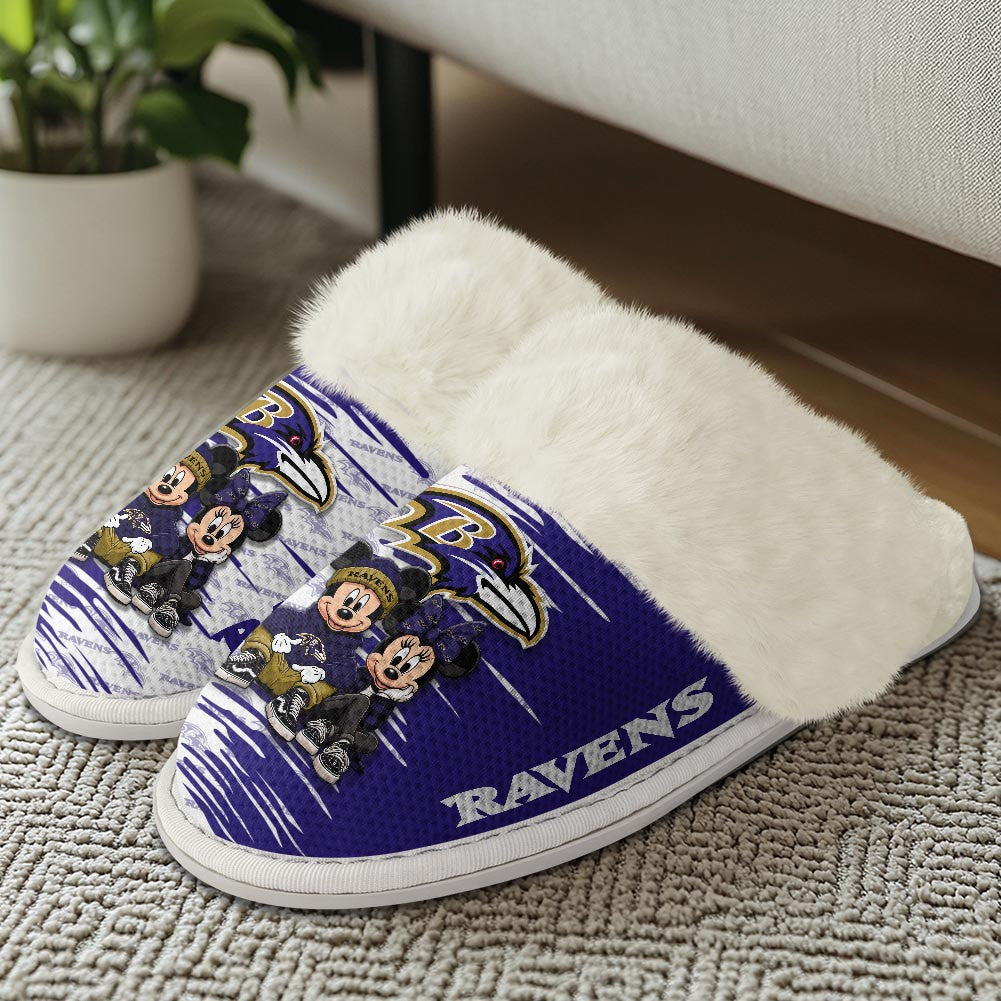 Baltimore Ravens Winter Comfy Cotton Fuzzy Slippers AZBTFSL000028