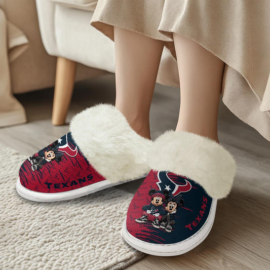 Houston Texans Winter Comfy Cotton Fuzzy Slippers AZBTFSL000023