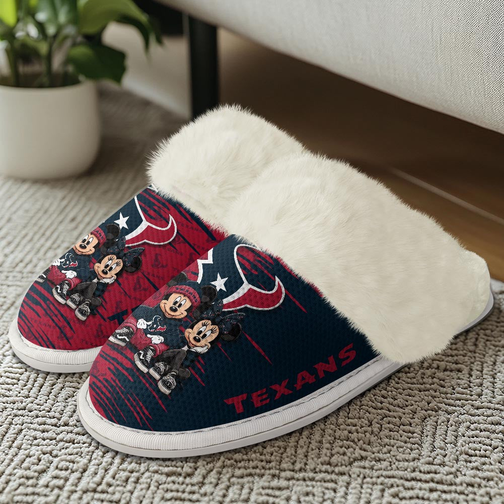Houston Texans Winter Comfy Cotton Fuzzy Slippers AZBTFSL000023