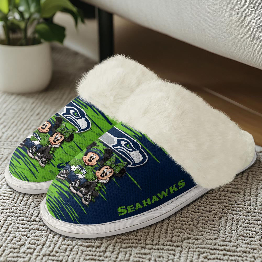 Seattle Seahawks Winter Comfy Cotton Fuzzy Slippers AZBTFSL000030