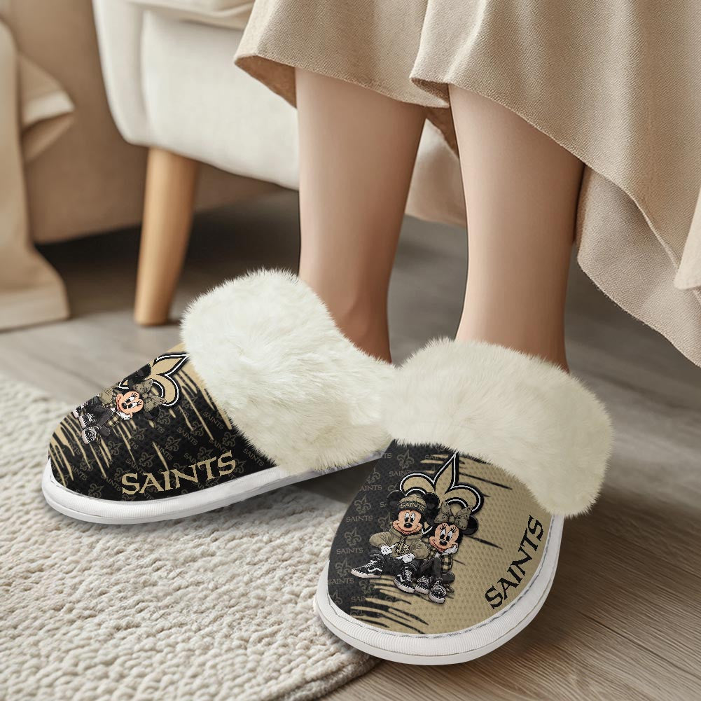 New Orleans Saints Winter Comfy Cotton Fuzzy Slippers AZBTFSL000033
