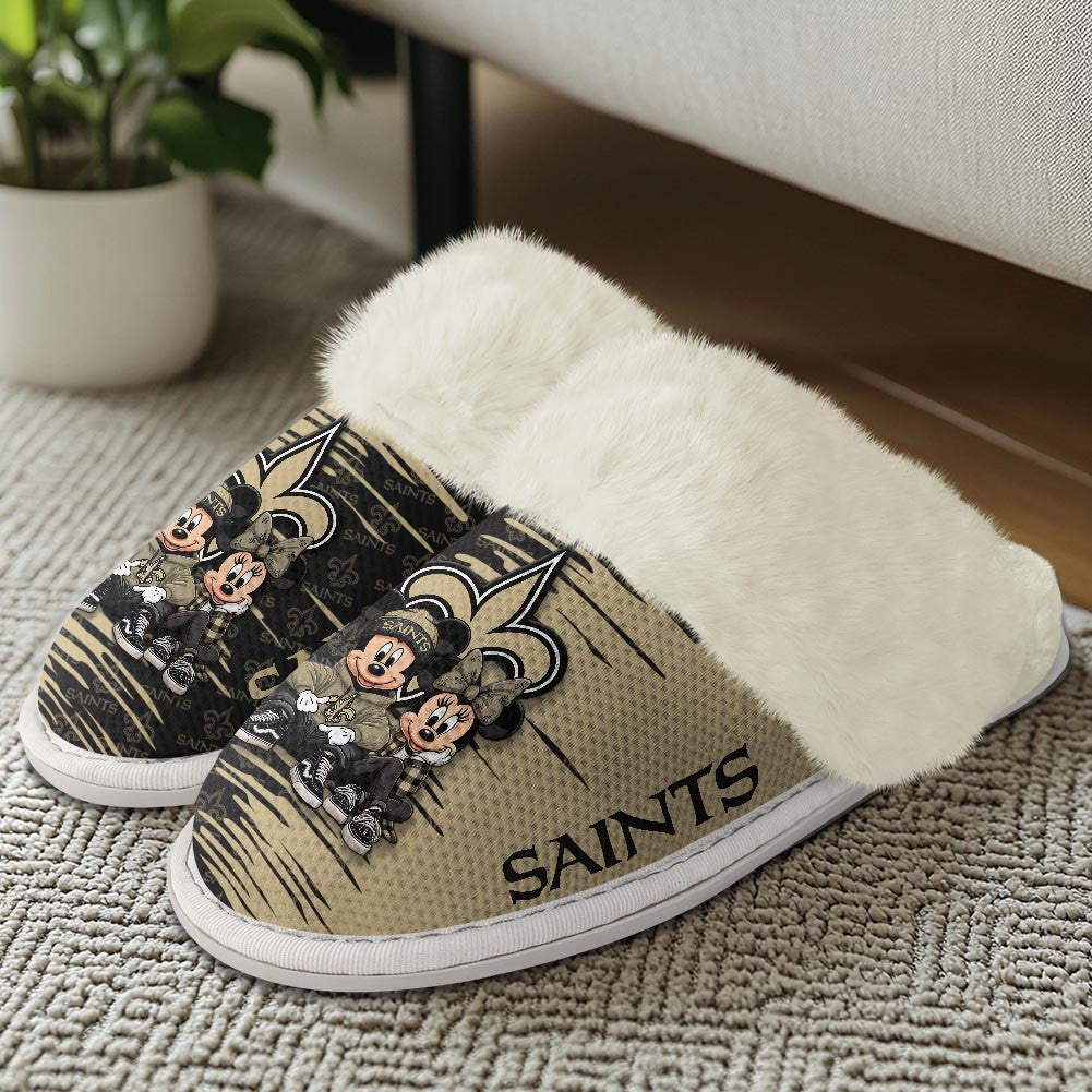 New Orleans Saints Winter Comfy Cotton Fuzzy Slippers AZBTFSL000033