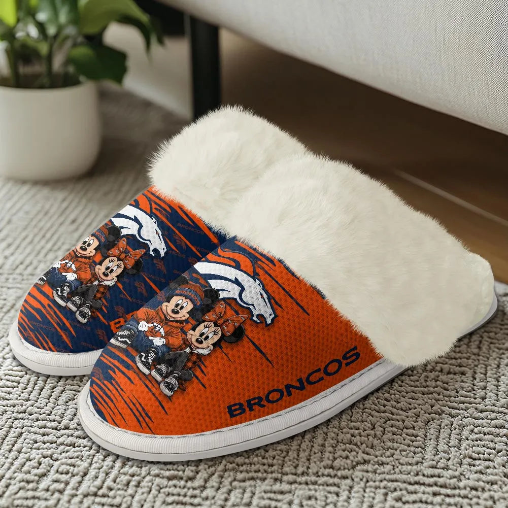 Denver Broncos Winter Comfy Cotton Fuzzy Slippers AZBTFSL000003