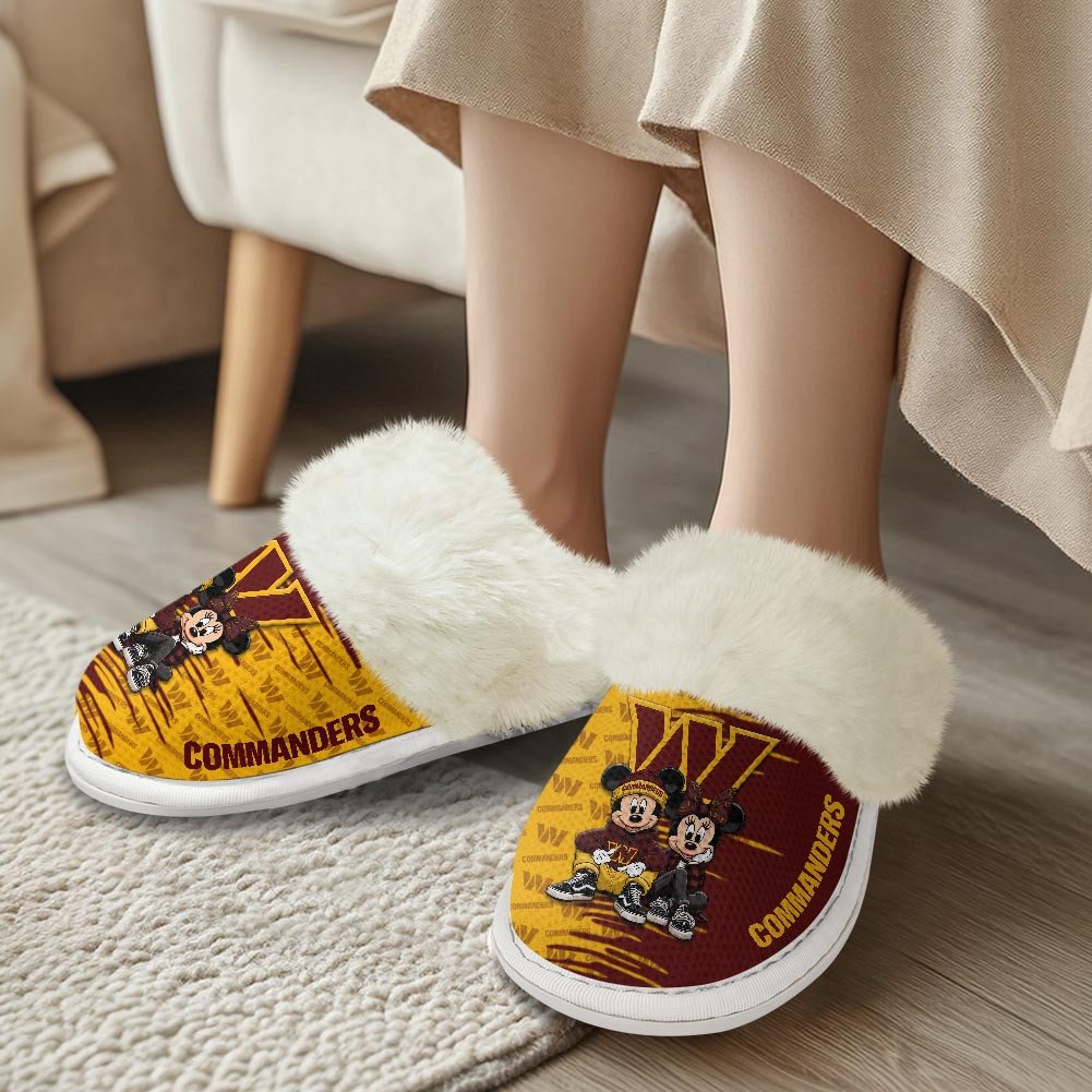 Washington Commanders Winter Comfy Cotton Fuzzy Slippers AZBTFSL000001