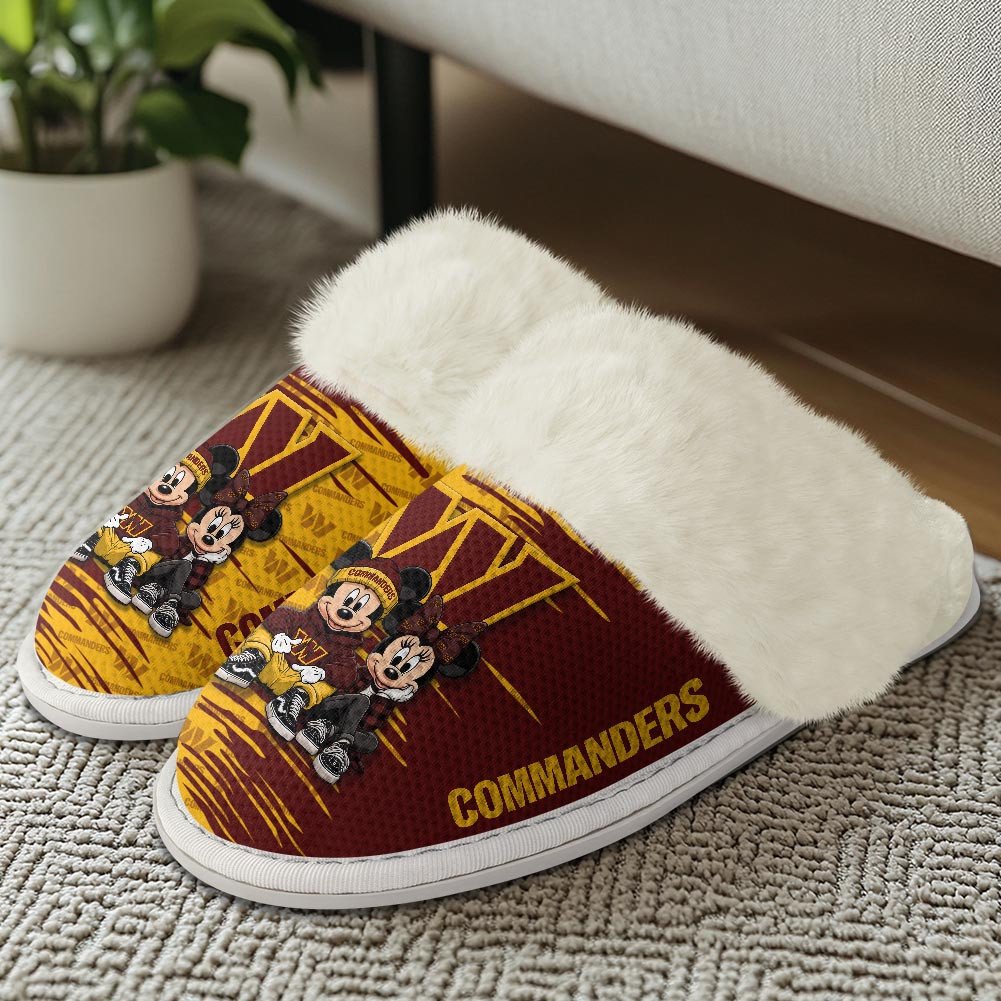 Washington Commanders Winter Comfy Cotton Fuzzy Slippers AZBTFSL000001