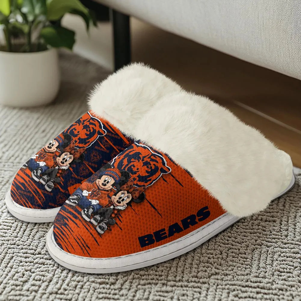 Chicago Bears Winter Comfy Cotton Fuzzy Slippers AZBTFSL000007