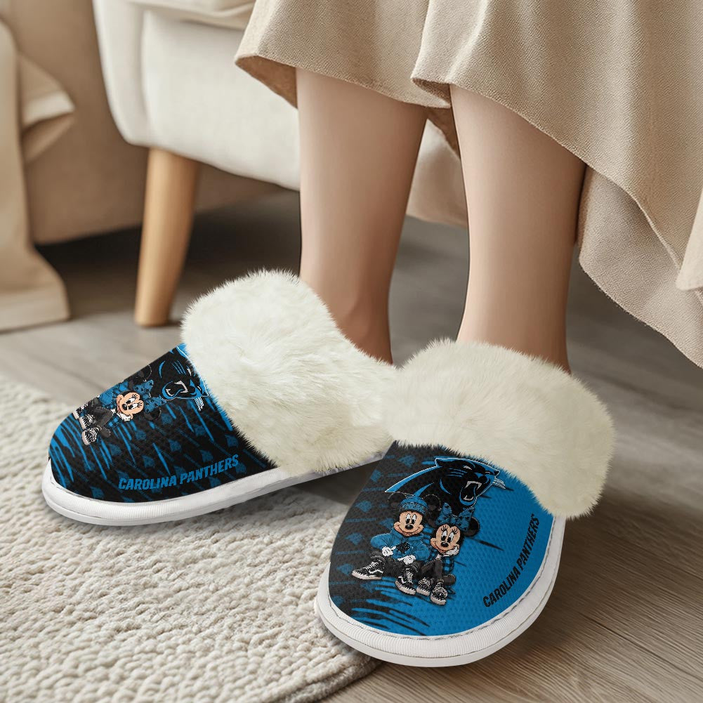 Carolina Panthers Winter Comfy Cotton Fuzzy Slippers AZBTFSL000009
