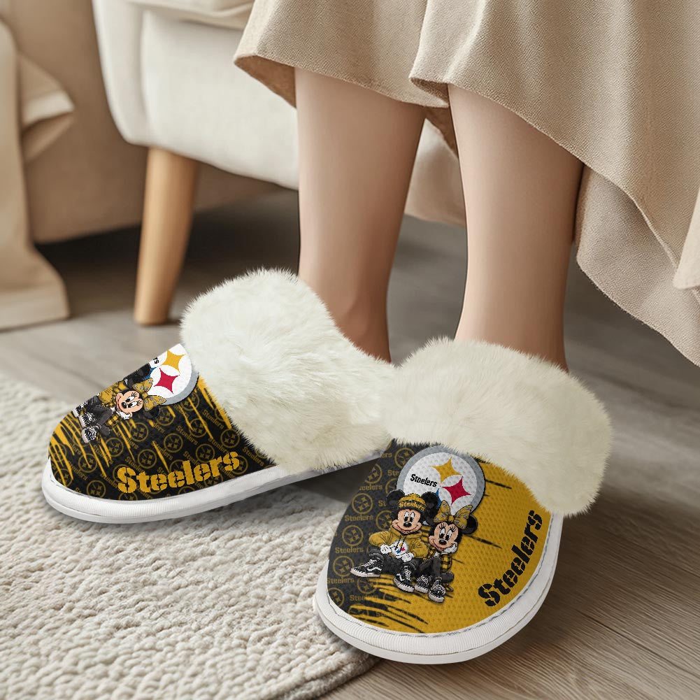 Pittsburgh Steelers Winter Comfy Cotton Fuzzy Slippers AZBTFSL000008