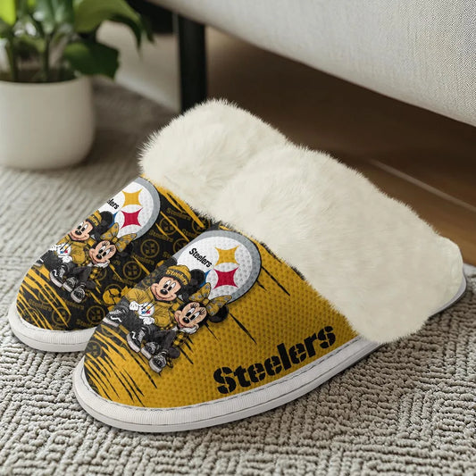 Pittsburgh Steelers Winter Comfy Cotton Fuzzy Slippers AZBTFSL000008