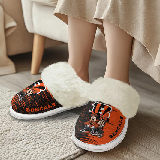 Cincinnati Bengals Winter Comfy Cotton Fuzzy Slippers AZBTFSL000011