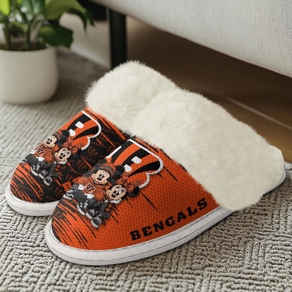 Cincinnati Bengals Winter Comfy Cotton Fuzzy Slippers AZBTFSL000011