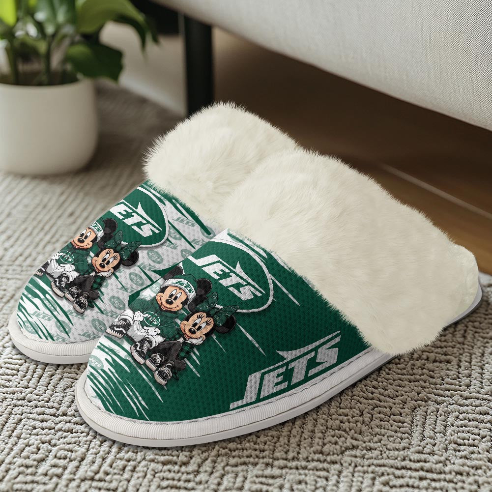 New York Jets Winter Comfy Cotton Fuzzy Slippers AZBTFSL000013