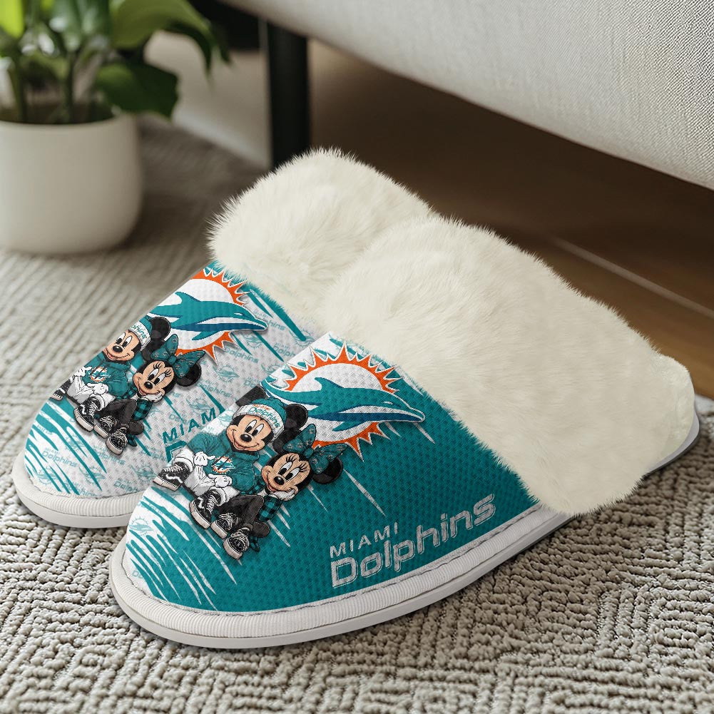 Miami Dolphins Winter Comfy Cotton Fuzzy Slippers AZBTFSL000012
