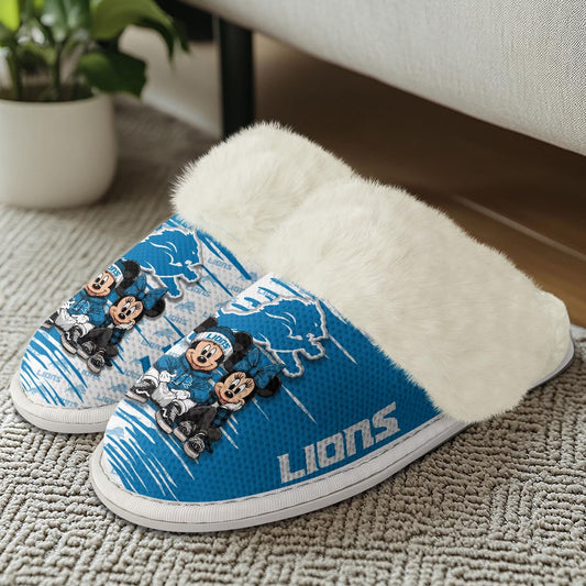 Detroit Lions Winter Comfy Cotton Fuzzy Slippers AZBTFSL000006