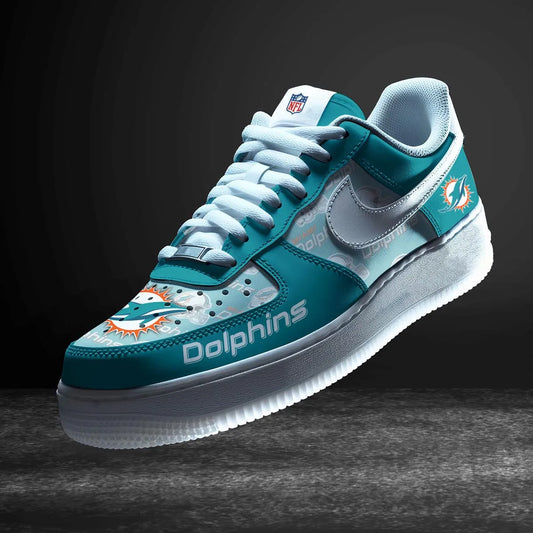 Miami Dolphins Personalized  AF1-1 Logo Pattern Sneakers AZBTAF1000327