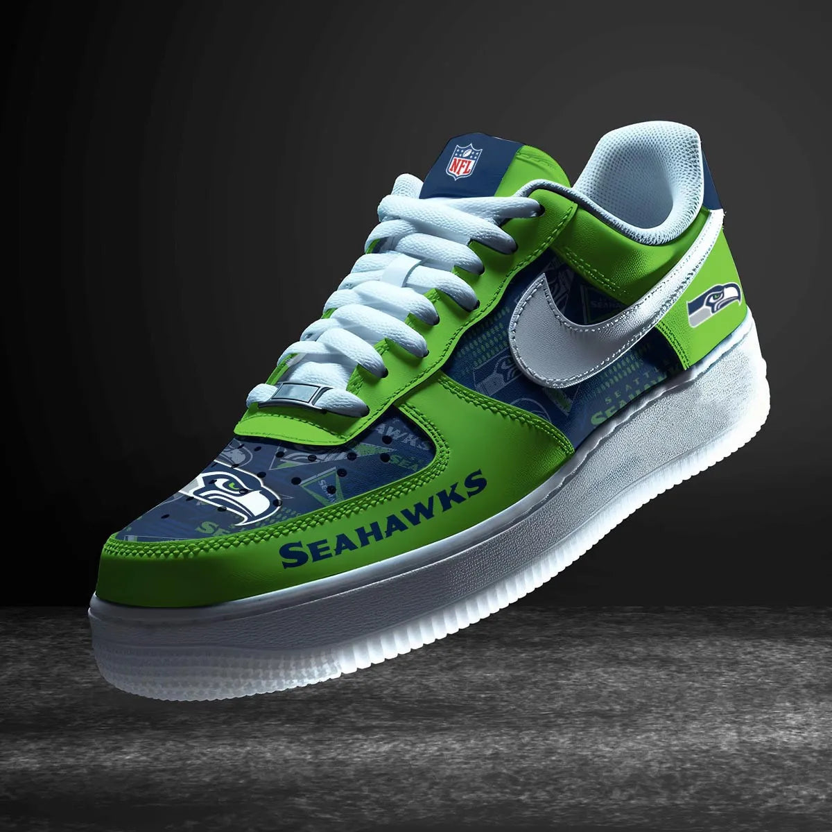 Seattle Seahawks Personalized  AF1-1 Logo Pattern Sneakers AZBTAF1000345