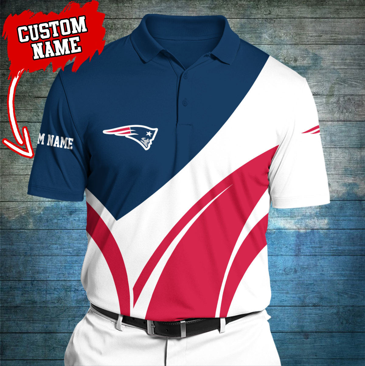 New England Patriots Personalized Men Polo Shirt AZBTPLS000014