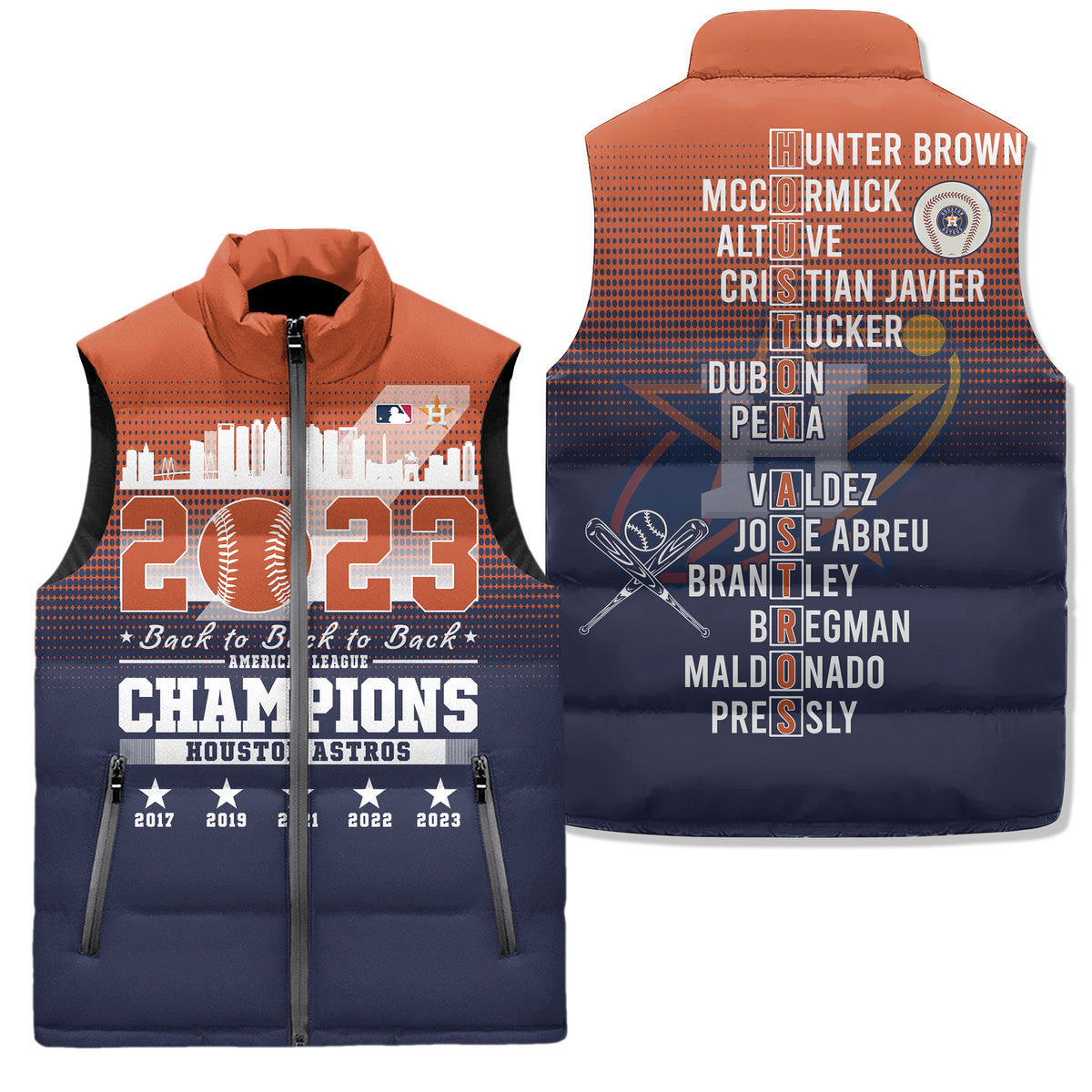 Houston Astros Premium Sleeveless Puffer Jacket New Collection AZBTSPFJ000065
