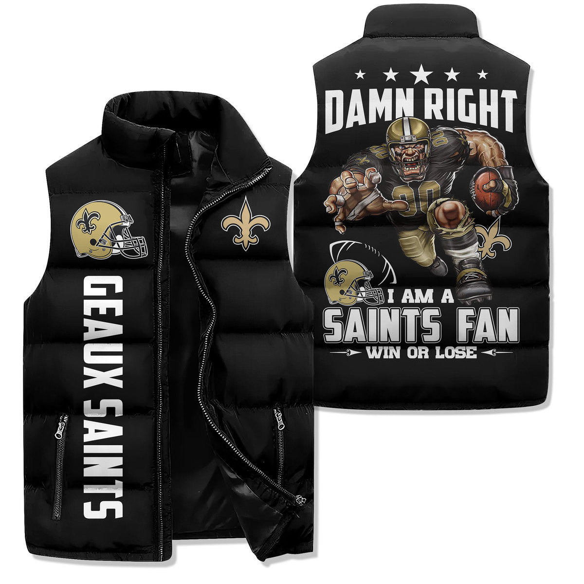New Orleans Saints Premium Sleeveless Puffer Jacket New Collection AZBTSPFJ000011
