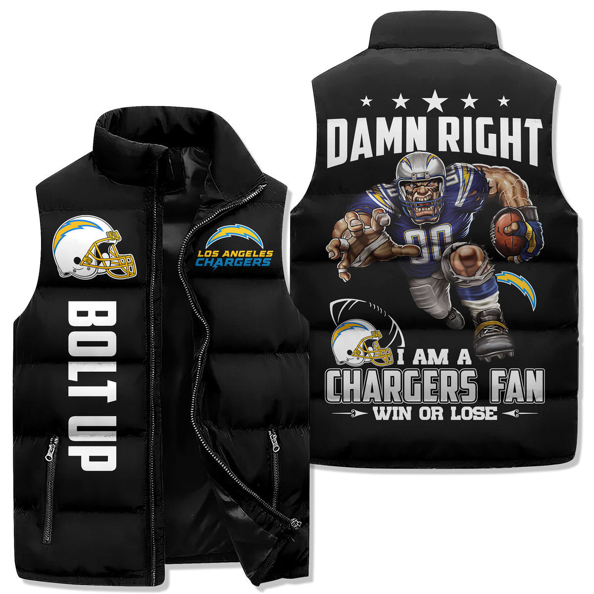 Los Angeles Chargers Premium Sleeveless Puffer Jacket New Collection AZBTSPFJ000017