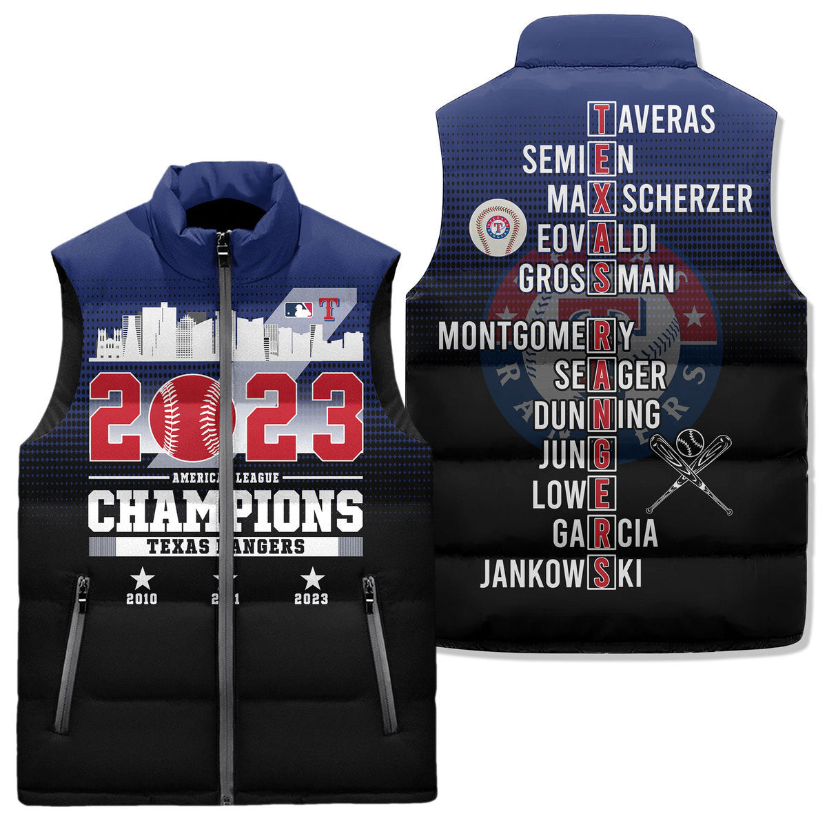 Texas Rangers Premium Sleeveless Puffer Jacket New Collection AZBTSPFJ000070