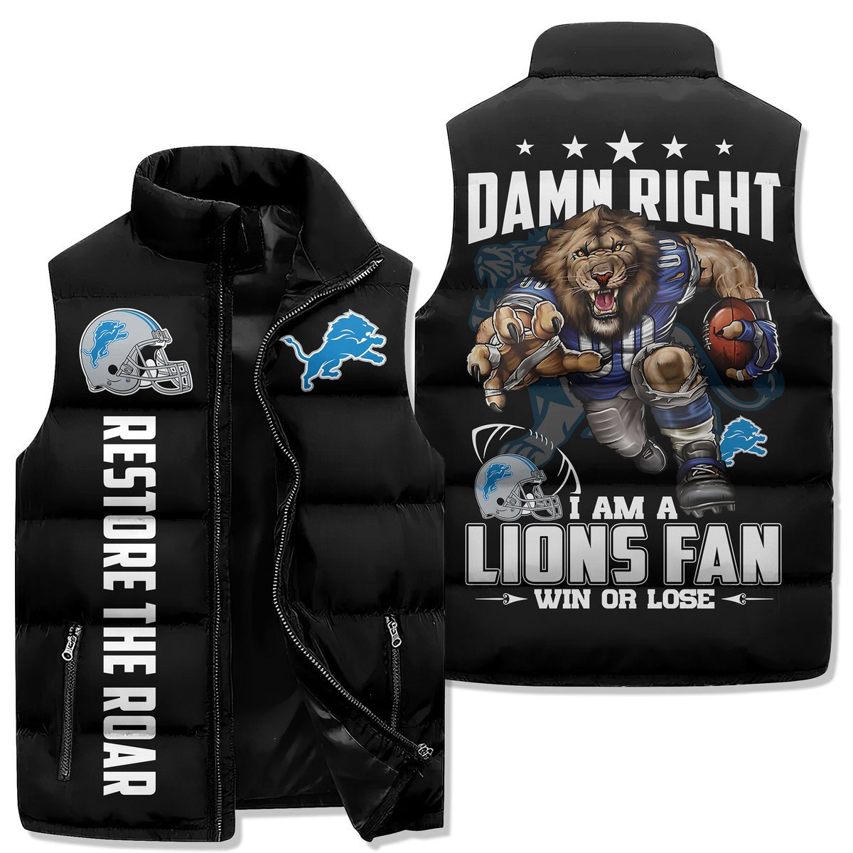 Detroit Lions Premium Sleeveless Puffer Jacket New Collection AZBTSPFJ000021