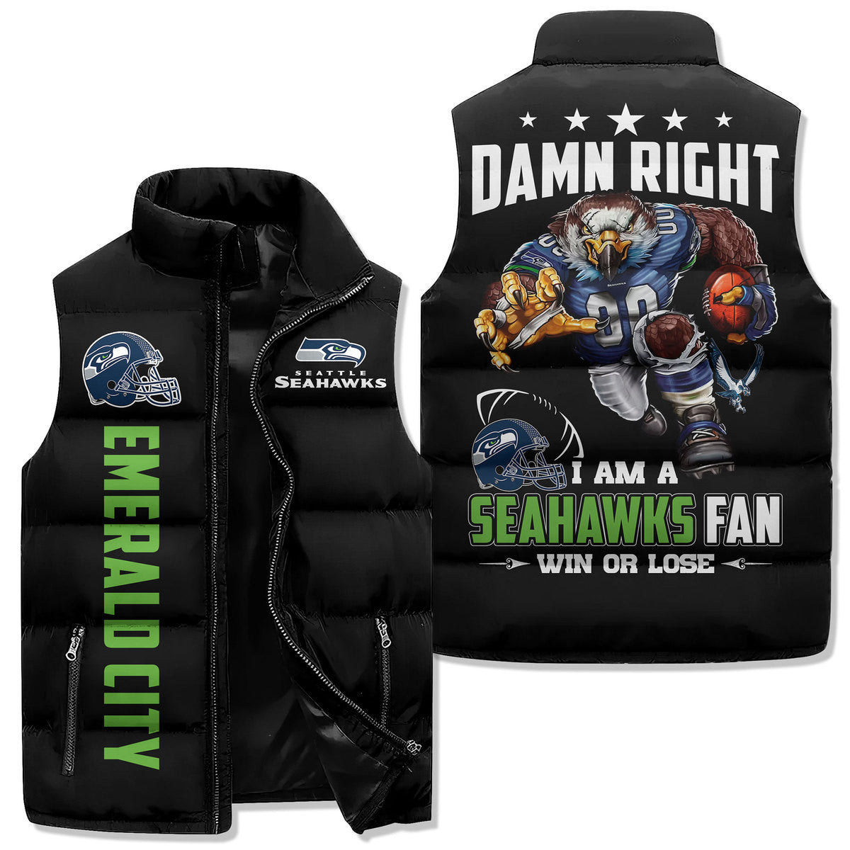 Seattle Seahawks Premium Sleeveless Puffer Jacket New Collection AZBTSPFJ000024
