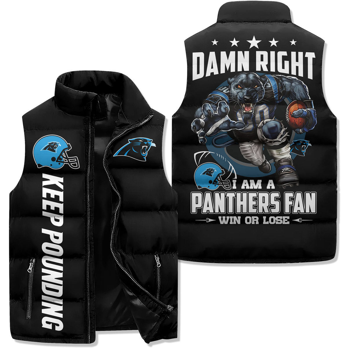 Carolina Panthers Premium Sleeveless Puffer Jacket New Collection AZBTSPFJ000004