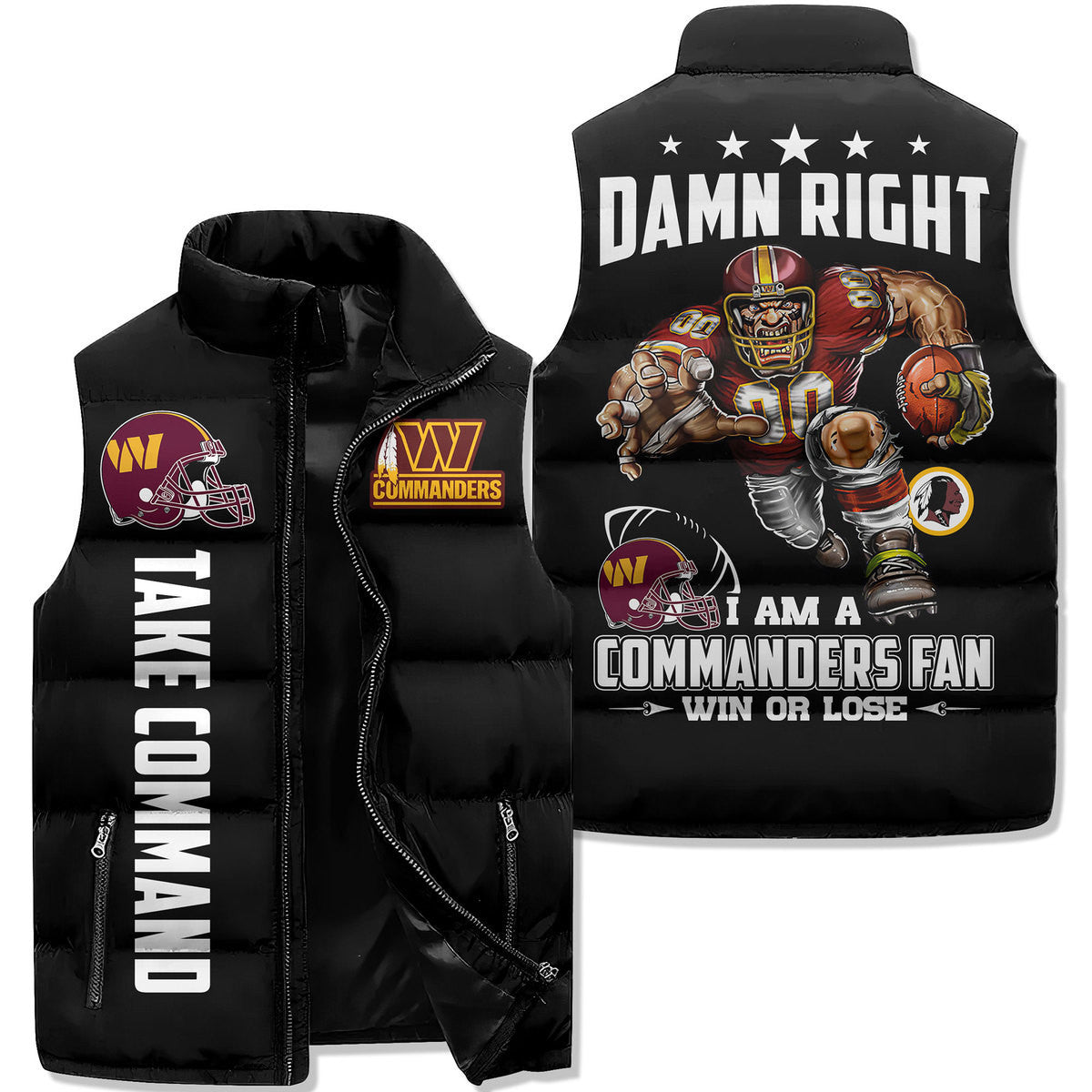 Washington Commanders Premium Sleeveless Puffer Jacket New Collection AZBTSPFJ000036