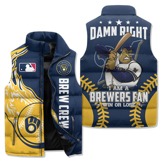 Milwaukee Brewers Premium Sleeveless Puffer Jacket New Collection AZBTSPFJ000076