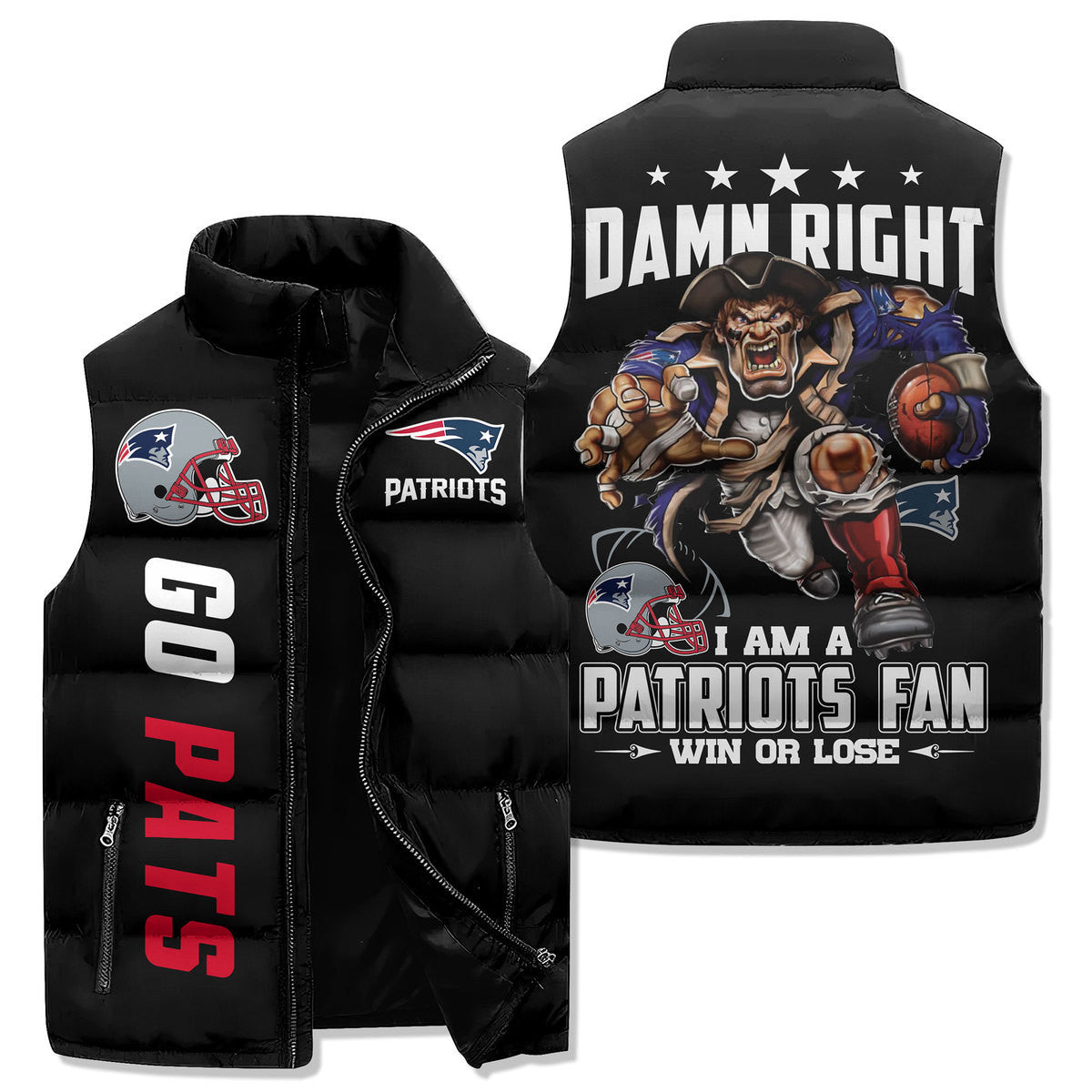 New England Patriots  Premium Sleeveless Puffer Jacket New Collection AZBTSPFJ000038