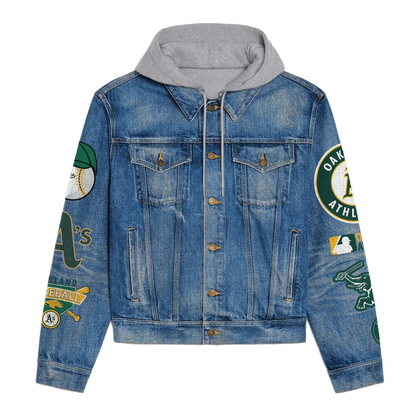 Oakland Athletics Premium Hooded Denim Jacket New Collection AZBTHDJ000607
