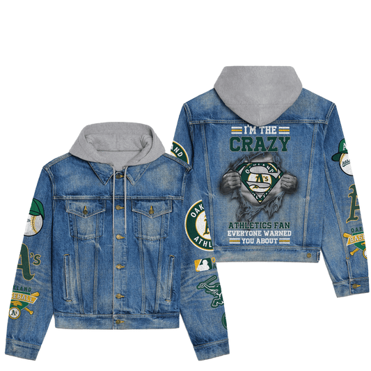 Oakland Athletics Premium Hooded Denim Jacket New Collection AZBTHDJ000607